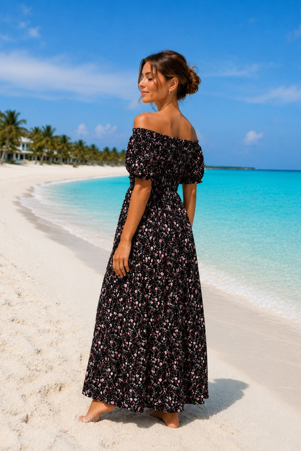 Basic Wear Club | Floral Short Sleeves Maxi Dress | Summer Dress for Women