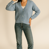  light blue Chunky Knit Button-Up Sweater