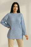  light bluek_Wide_Sleeve_Ribbed_Knit_Sweater