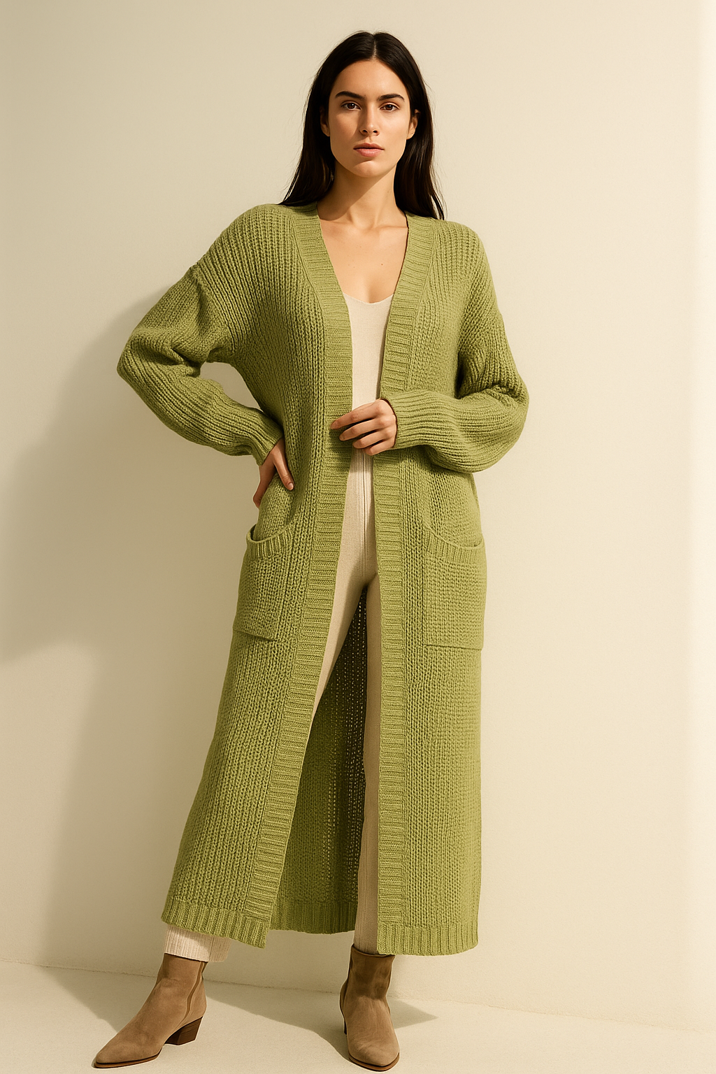 light green_Cozy_Oversized_Knit_Cardigan