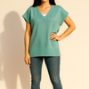 mint green V-Neck Solid Knit Sweater Vest
