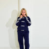 navy Suede Tracksuit with Bow Accents