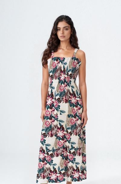 Flory Rayon Cotton camouflage Sleeveless Dress