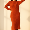 orange Cozy Cable Knit Bodycon Dress