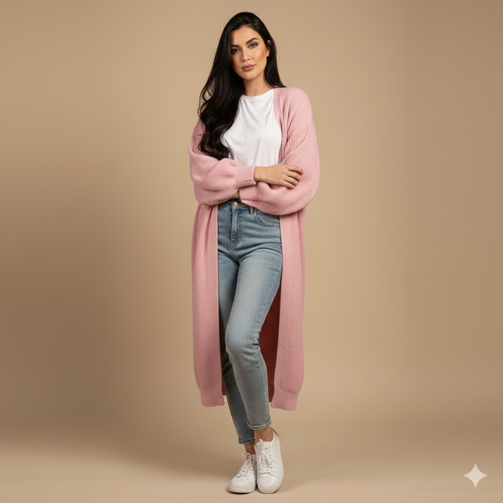 pink Cozy Oversized Knit Cardigan