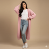 pink Cozy Oversized Knit Cardigan