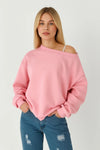 pink Off-Shoulder Sweatshirt