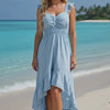 Women's Ruffle Trim Plain High-Low dress