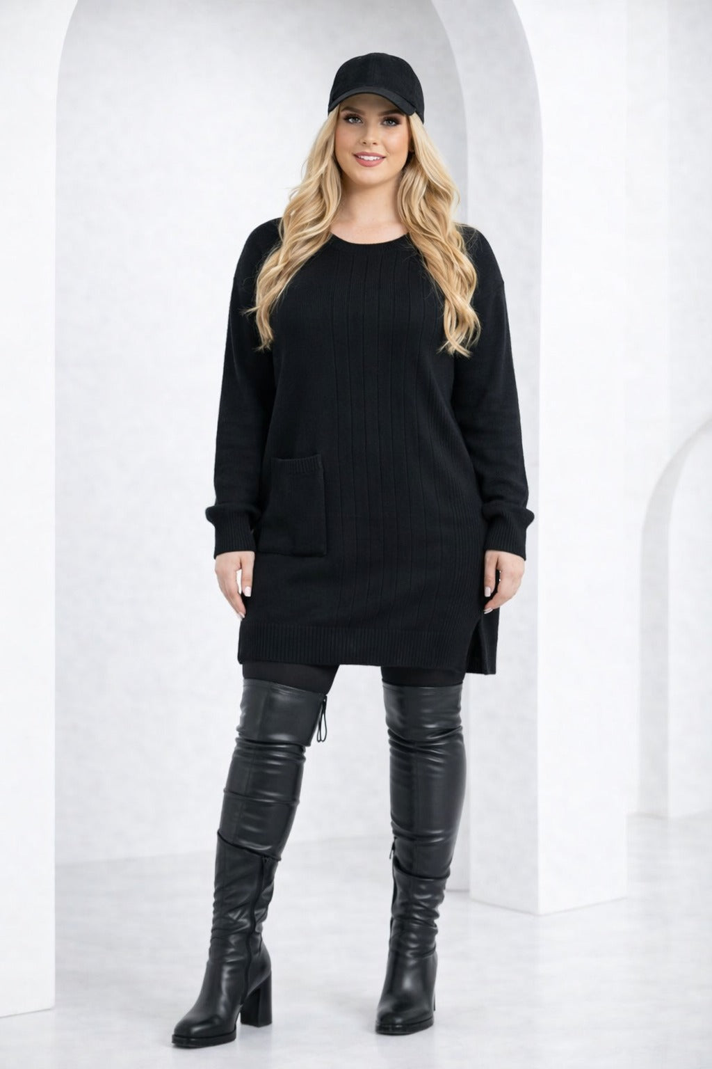 فستان بلوفر أسود – Black Women’s Knit Sweater Dress | Basic Wear Club Egypt