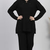 طقم Ribbed Knit Lounge Set – Lace-Up Collar Top & Wide-Leg Pants | Basic Wear Club Egypt