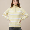 بلوفر أصفر – Yellow Striped Zip-Neck Knit Sweater | Basic Wear Club Egypt