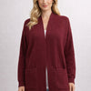كارديجان عنابي – Burgundy Ribbed Knit Long Cardigan – Open Front with Patch Pockets | Basic Wear Club Egypt
