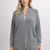 كارديجان رمادي – Gray Ribbed Knit Long Cardigan – Open Front with Patch Pockets | Basic Wear Club Egypt