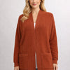 كارديجان – Rust Ribbed Knit Long Cardigan – Open Front with Patch Pockets | Basic Wear Club Egypt
