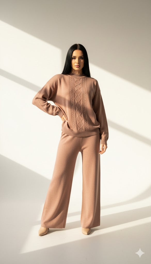 Two-Piece Mixed Cotton Knit Set