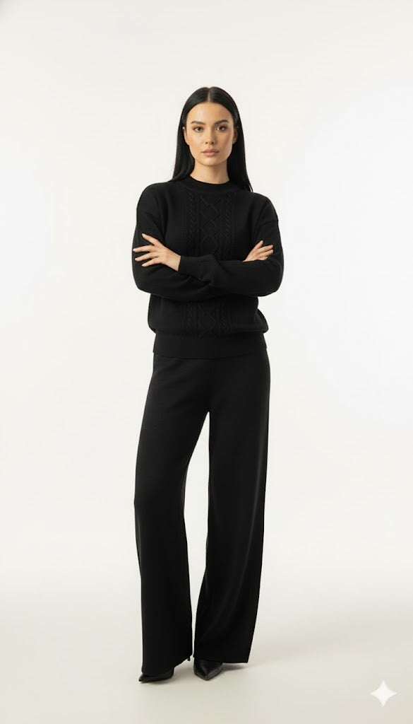 Two-Piece Mixed Cotton Knit Set