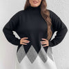 Geometric Pattern Oversized Turtleneck Top