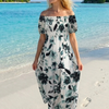 white Floral Rayon Cotton Maxi Dress | Basic Wear Club