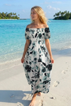 white Floral Rayon Cotton Maxi Dress | Basic Wear Club