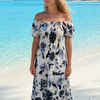 white Floral Rayon Cotton Maxi Dress | Basic Wear Club