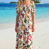 white Floral Rayon Cotton Maxi Dress | Basic Wear Club