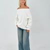 white Off-Shoulder Sweatshirt