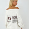 white Off-Shoulder Sweatshirt