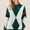 بلوفر زيتي – Olive Green Women's Patterned Crew Neck Knit Sweater | Basic Wear Club Egypt