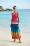 فستان أزرق – Blue Women's Tie-Strap Tiered Beach Maxi Sundress | Basic Wear Club Egypt