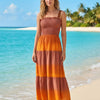 فستان برتقالي غامق – Dark Orange Women's Tie-Strap Tiered Beach Maxi Sundress | Basic Wear Club Egypt