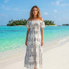 Mixed Floral Short Sleeves Maxi Dress