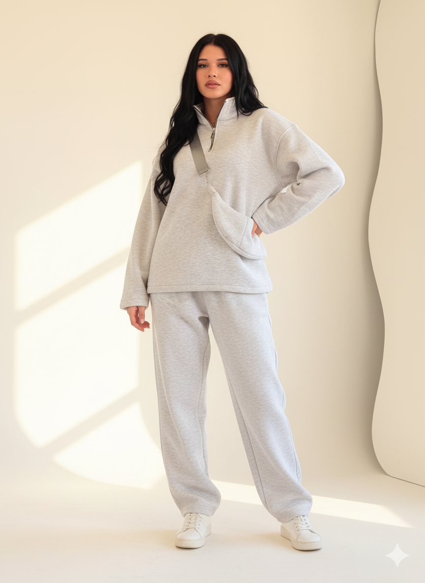 Zip-Up Sweatshirt & Pants Set